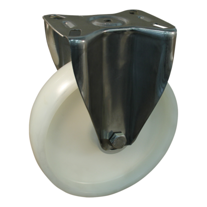 Rvs bokwiel, 200mm diameter, PA loopvlak, rollager RVS, 240mm bouwhoogte, BW415531