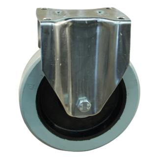 Rvs bokwiel, 200mm diameter, elastisch rubber loopvlak, kogellager RVS, 237mm bouwhoogte, BW994703