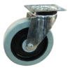 Rvs zwenkwiel, 200mm diameter, elastisch rubber loopvlak, kogellager RVS, ZW310850