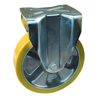Stalen bokwiel, 250mm diameter, PU loopvlak, kogellager, 300mm bouwhoogte, BW498266