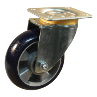 Stalen zwenkwiel, 160mm diameter, PU loopvlak, kogellager, ZW122396