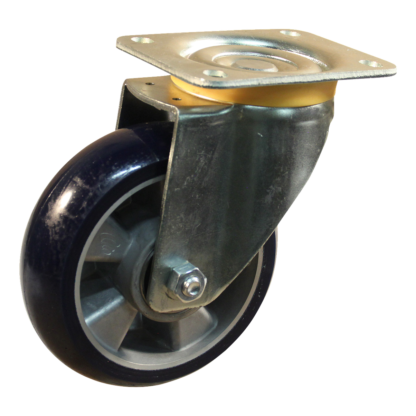 Stalen zwenkwiel, 160mm diameter, PU loopvlak, kogellager, ZW122396