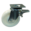 Stalen zwenkwiel, 200mm diameter, PA loopvlak, glijlager, dubbele rem, voorloop, ZW988820