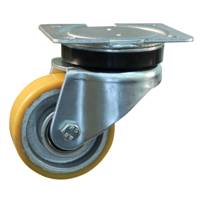 Stalen zwenkwiel, 80mm diameter, PU loopvlak, kogellager, ZW377424