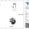 Stalen zwenkwiel, 150mm diameter, PU loopvlak, kogellager, dubbele rem, voorloop - Afbeelding 3