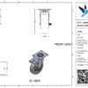 Rvs zwenkwiel, 150mm diameter, PU loopvlak, kogellager RVS, dubbele rem, naloop - Afbeelding 3