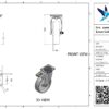 Rvs zwenkwiel, 150mm diameter, PP loopvlak, rollager RVS, dubbele rem, naloop - Afbeelding 3