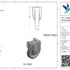Rvs bokwiel, 200mm diameter, TPE loopvlak, kogellager RVS, 237mm bouwhoogte - Afbeelding 3