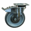 Rvs zwenkwiel, 200mm diameter, TPE loopvlak, kogellager RVS, dubbele rem, naloop, ZW500388