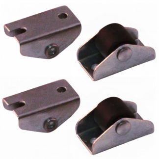 Wielenset 4x stalen bokwiel, 15mm diameter, PP loopvlak, 17mm bouwhoogte