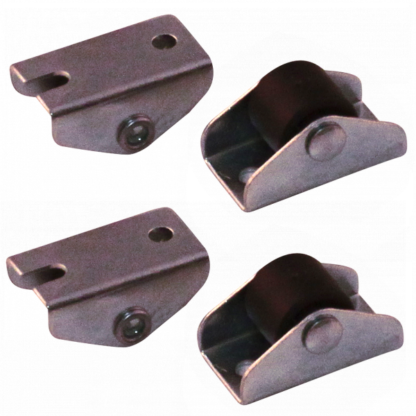 Wielenset 4x stalen bokwiel, 15mm diameter, PP loopvlak, 17mm bouwhoogte