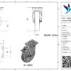 Rvs zwenkwiel, 200mm diameter, TPE loopvlak, kogellager RVS, dubbele rem, naloop - Afbeelding 3