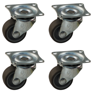 Wielenset 4x stalen zwenkwiel, 25mm diameter, TPE loopvlak, 35mm bouwhoogte