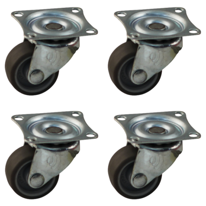 Wielenset 4x stalen zwenkwiel, 25mm diameter, TPE loopvlak, 35mm bouwhoogte