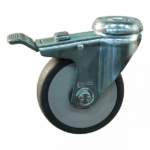 Stalen zwenkwiel, 125mm diameter, TPE loopvlak, kogellager, dubbele rem, naloop, ZW973585
