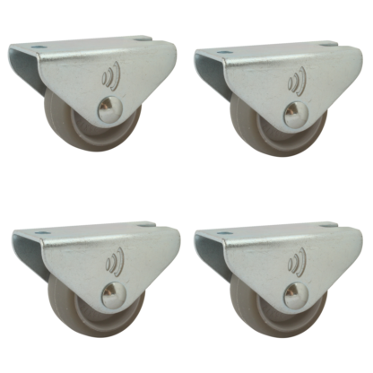 Wielenset 4x stalen bokwiel, 25mm diameter, TPE loopvlak, 28.5mm bouwhoogte