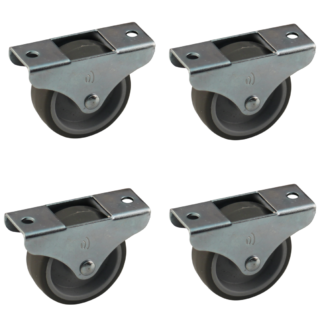 Wielenset 4x stalen bokwiel, 32mm diameter, TPE loopvlak, 34mm bouwhoogte