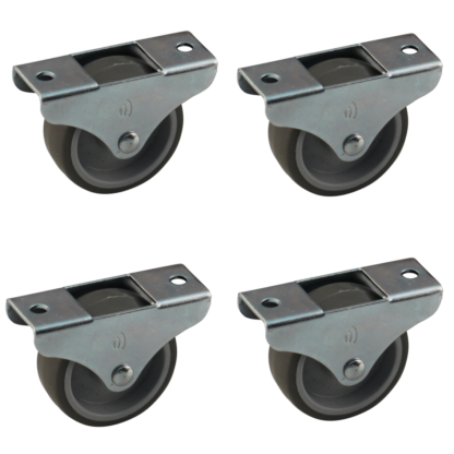 Wielenset 4x stalen bokwiel, 32mm diameter, TPE loopvlak, 34mm bouwhoogte
