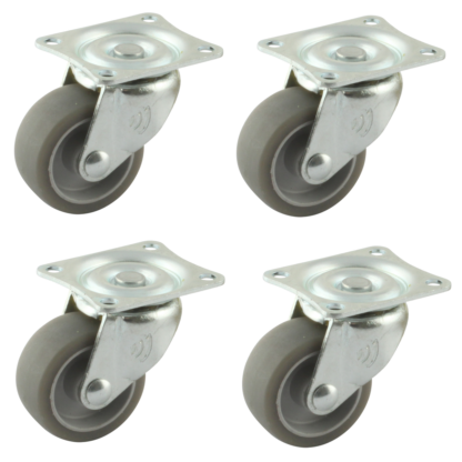 Wielenset 4x stalen zwenkwiel, 32mm diameter, TPE loopvlak, 42mm bouwhoogte