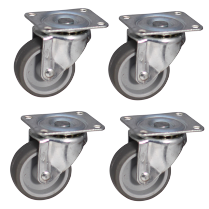 Wielenset 4x stalen zwenkwiel, 50mm diameter, TPE loopvlak, 65mm bouwhoogte