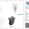 Stalen bokwiel, 250mm diameter, rubber loopvlak, rollager, 305mm bouwhoogte - Afbeelding 3
