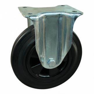 Stalen bokwiel, 250mm diameter, rubber loopvlak, rollager, 280mm bouwhoogte, BW209398