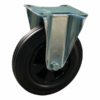 Stalen bokwiel, 250mm diameter, rubber loopvlak, rollager, 290mm bouwhoogte, BW397650