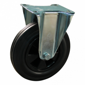 Stalen bokwiel, 250mm diameter, rubber loopvlak, rollager, 290mm bouwhoogte, BW397650