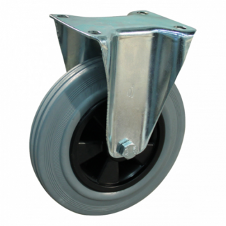 Stalen bokwiel, 250mm diameter, rubber loopvlak, rollager, 290mm bouwhoogte, BW766017