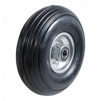 Stalen wiel, 260mm diameter, massief rubberen loopvlak, kogellager, 20mm asgat, LW817037
