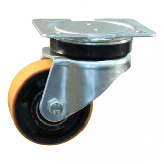 Stalen zwenkwiel, 75mm diameter, PU loopvlak, kogellager, ZW786380
