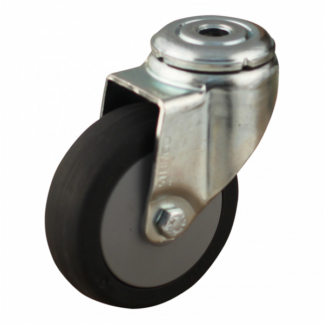 Stalen zwenkwiel, 75mm diameter, TPE loopvlak, glijlager, ZW402895