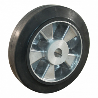 Aluminium  wiel, 200mm diameter, elastisch rubber loopvlak, glijlager, LW551305
