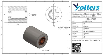 Gietijzeren palletwagenwiel, 85mm diameter, 100mm breed, 900kg draagvermogen - Afbeelding 3