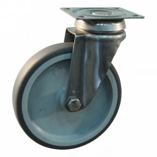 Rvs zwenkwiel, 75mm diameter, TPE loopvlak, glijlager, ZW698401