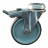 Rvs zwenkwiel, 75mm diameter, TPE loopvlak, glijlager, dubbele rem, naloop, ZW461105