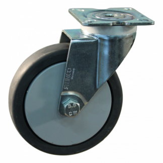 Stalen zwenkwiel, 100mm diameter, TPE loopvlak, kogellager, ZW928561