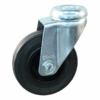 Stalen zwenkwiel, 100mm diameter, rubber loopvlak, glijlager, ZW145035