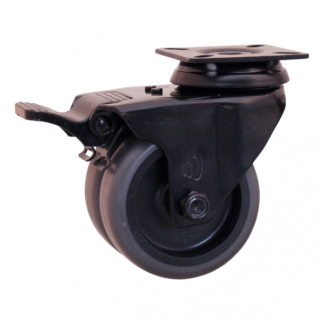 Stalen zwenkwiel, 50mm diameter, TPE loopvlak, glijlager, dubbele rem, naloop, ZW973788