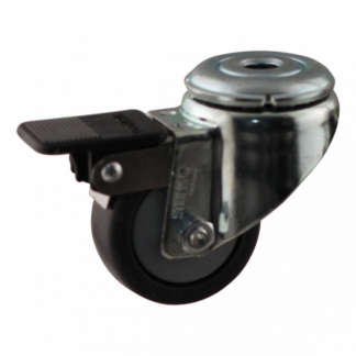 Stalen zwenkwiel, 50mm diameter, TPE loopvlak, kogellager, dubbele rem, naloop, ZW369983