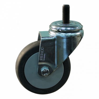 Stalen zwenkwiel, 75mm diameter, TPE loopvlak, glijlager