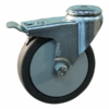 Stalen zwenkwiel, 75mm diameter, TPE loopvlak, glijlager, dubbele rem, naloop, ZW534564