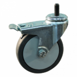 Stalen zwenkwiel, 75mm diameter, TPE loopvlak, kogellager, dubbele rem, naloop, ZW485528