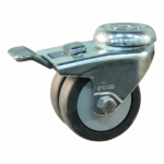 Stalen zwenkwiel, 75mm diameter, TPE loopvlak, kogellager, wielrem, ZW300061