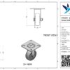 Stalen bokwiel, 50mm diameter, TPE loopvlak, glijlager, 70mm bouwhoogte - Afbeelding 3