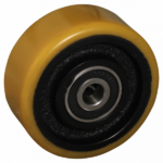 Gietijzeren wiel, 100mm diameter, PU loopvlak, kogellager, LW518418