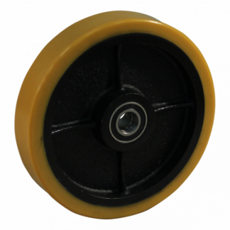 Gietijzeren wiel, 300mm diameter, PU loopvlak, kogellager, LW686786