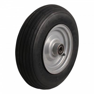 Kruiwagenwiel met as 125mm lengte, 400mm 4.80/4.00-8, stalen velg, luchtband 2PR, kogellager, LW636622