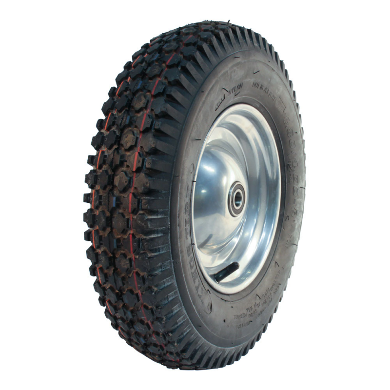 Kruiwagenwiel met as 125mm lengte, 400mm 4.80/4.00-8, stalen velg, luchtband 6PR, kogellager, LW442196