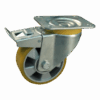 Stalen zwenkwiel, 160mm diameter, PU loopvlak, kogellager, dubbele rem, naloop, ZW338689